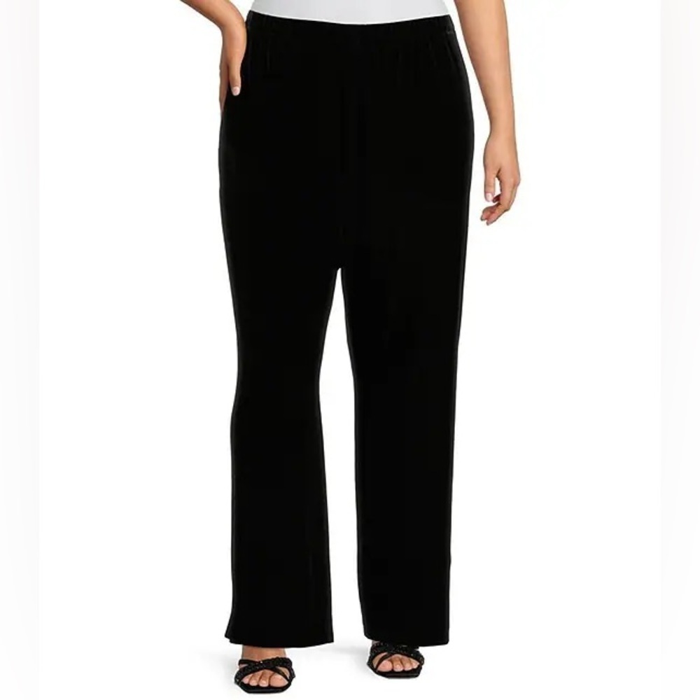 New Alex Evenings Velvet Stretch Pull On Pants Black Evening Plus Size 3X